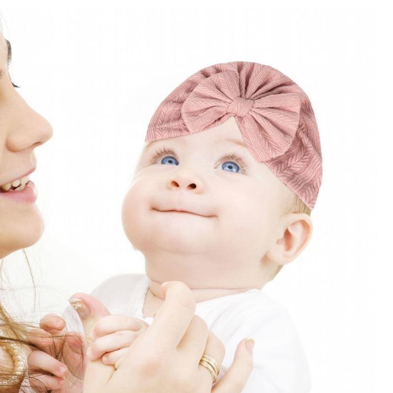 Baby Turban Hat Hospital Nursery Hat with Gloves & Feet Bowknot Newborns Soft Bonnet Caps Set for Baby 0-3 Month