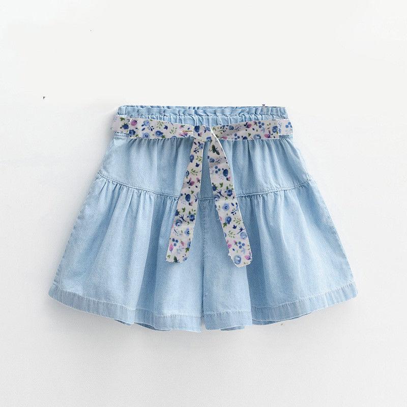 

Девичьи джинсовые шорты Летний наряд Новые Среднего размера Девичьи юбка-брюки Универсальные А-силуэта Половина тела Короткая юбка Горячие шорты 160 светло-синий