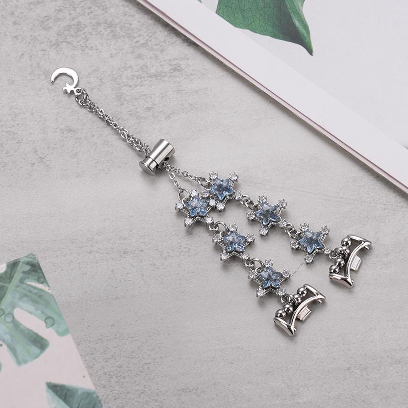 Compatible Silver White Diamond Style Chain Bracelet for Apple Watch Series 9 to 4