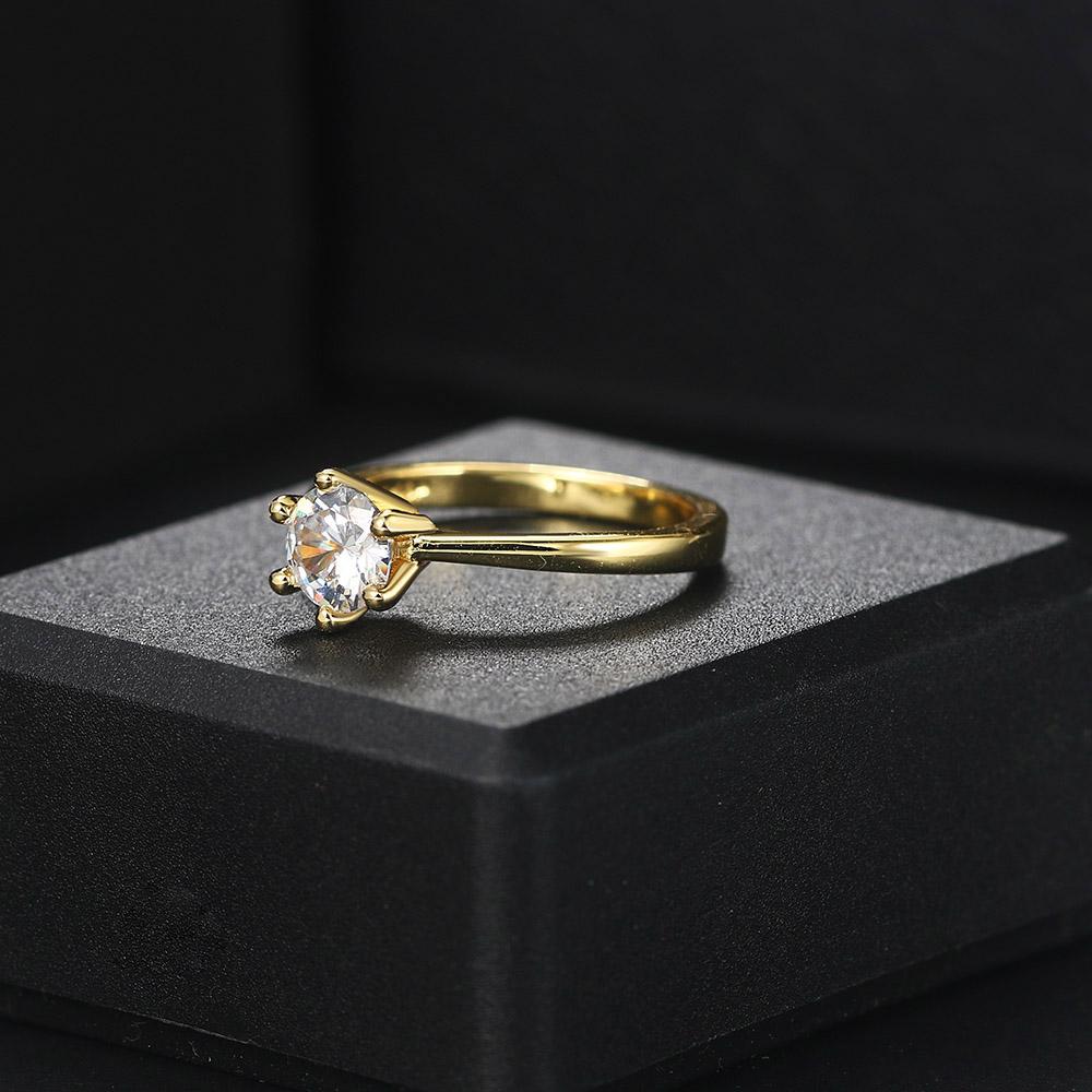 Wedding Rings For Women Classic 1 Carat AAA+ Zircon Light Gold Engagement Anniversary Ring Jewelry R174