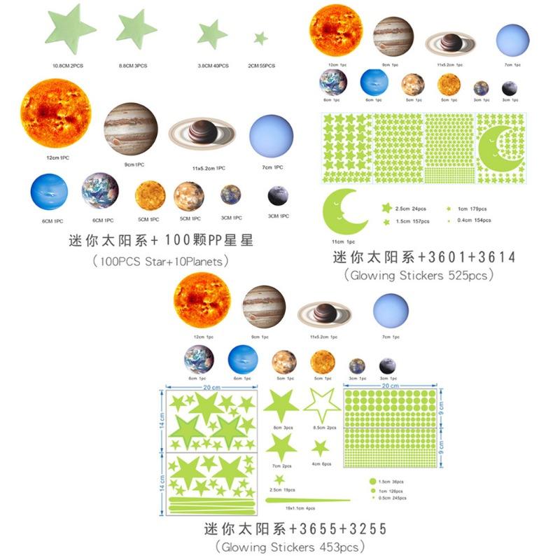 Glow in The Dark Stars Solar System Wall Stickers Luminous Planets Wall Decals Space Ceiling Decor for Bedroom Boys And Girls