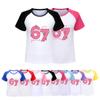 5291 Kids Boys Girls Brainrot 67 Printed Soft Raglan T-Shirt