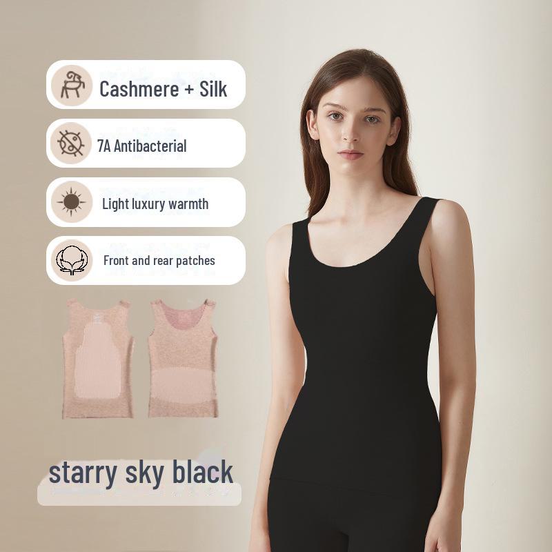 Silk Cashmere Women's Seamless Velvet Thermal Vest Top