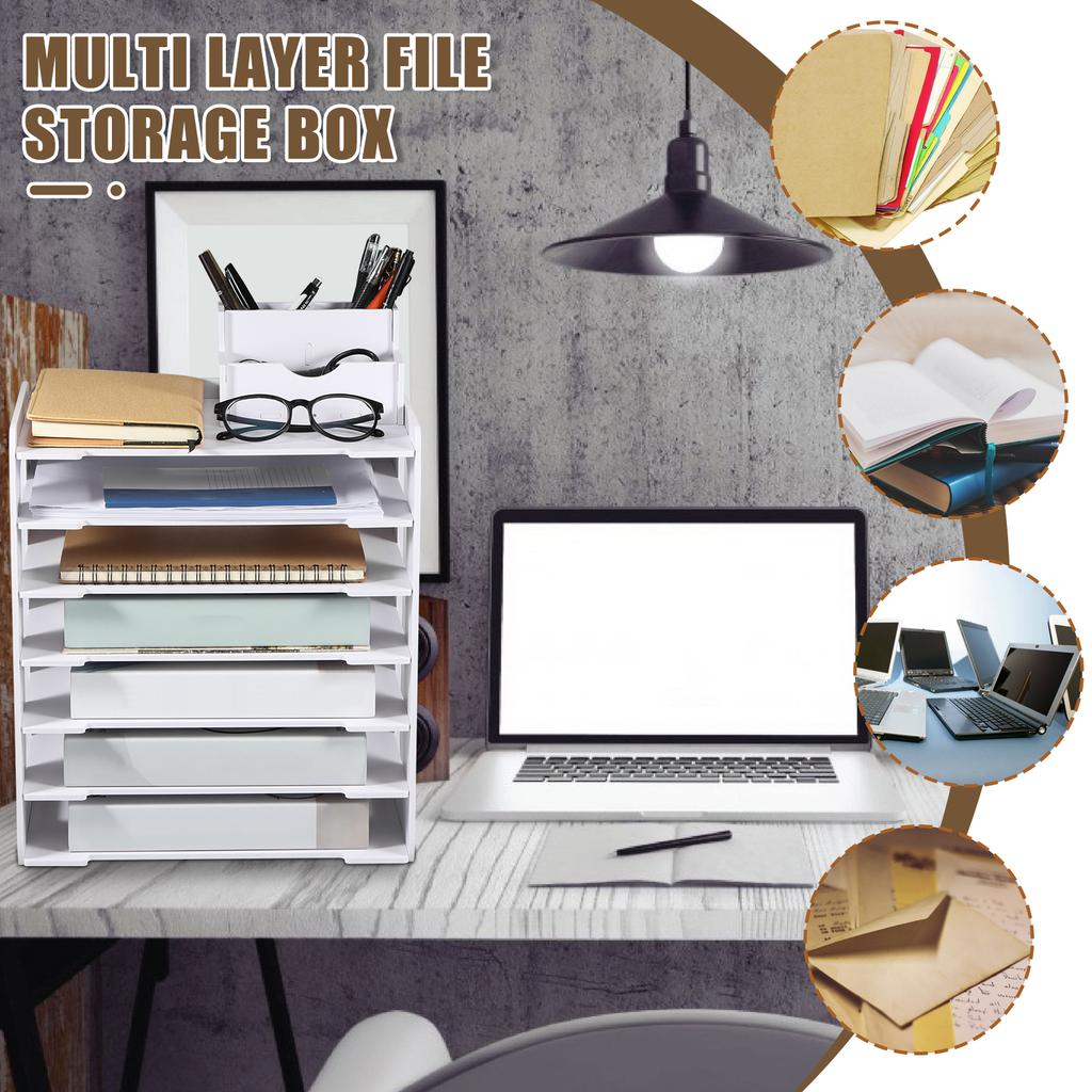 7/4-layer File Storage Rack Desktop Organizer File Sorter Organizer for A4 Paper Magazine Newspaper Office Supply Sorting Rack