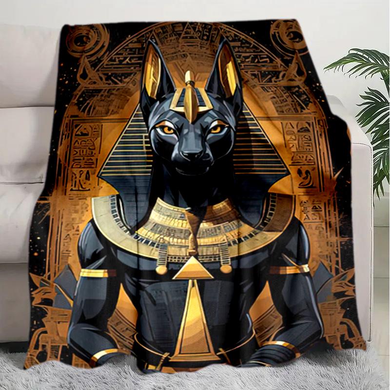 1PC Egyptian theme printed blanket, all season lightweight home office outdoor nap multifunctional blanket A2