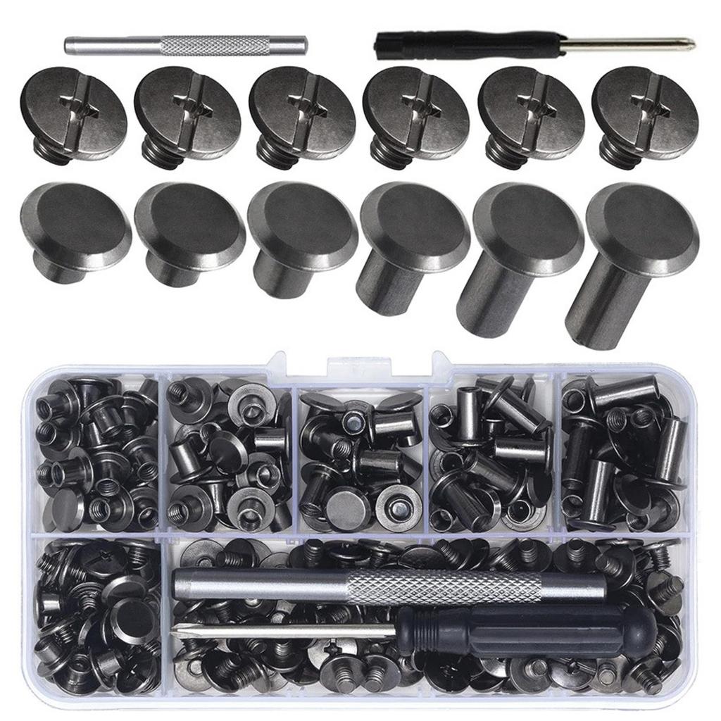 Set Of 110Pcs Binding Screw Crossed Head Button Screws For Leather Crafting Bookbinding Luggage Purse