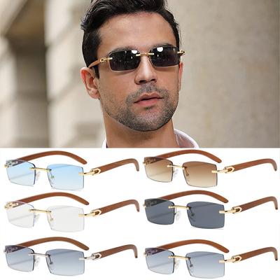 Rectangle Frameless Rimless Trimming Sunglasses Men Outdoor Sports Fishing Sunscreen Sunshade Sun Glasses Non-polarized