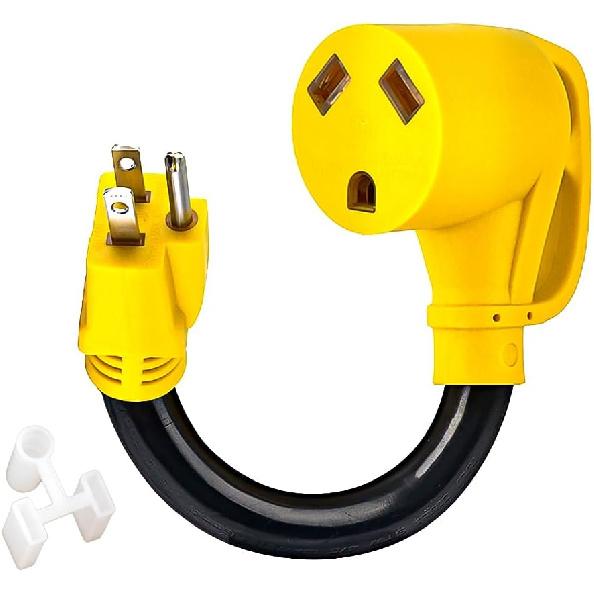 RV Power Adapter 12 Inch 30Amp Female To 15 Amp Male Pigtail RV Adapter 125V 1875W Heavy Duty 10 AWG Wire Size UL ETL Listed RV Generator Adapter For