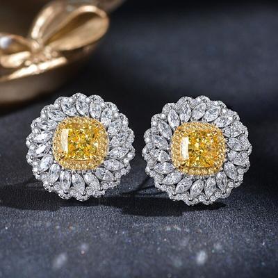 S925 Sterling Silver Earrings Stud Earrings For Women Wedding Ladies Luxury 21*21mm High Carbon Diamond Earrings Jewelry