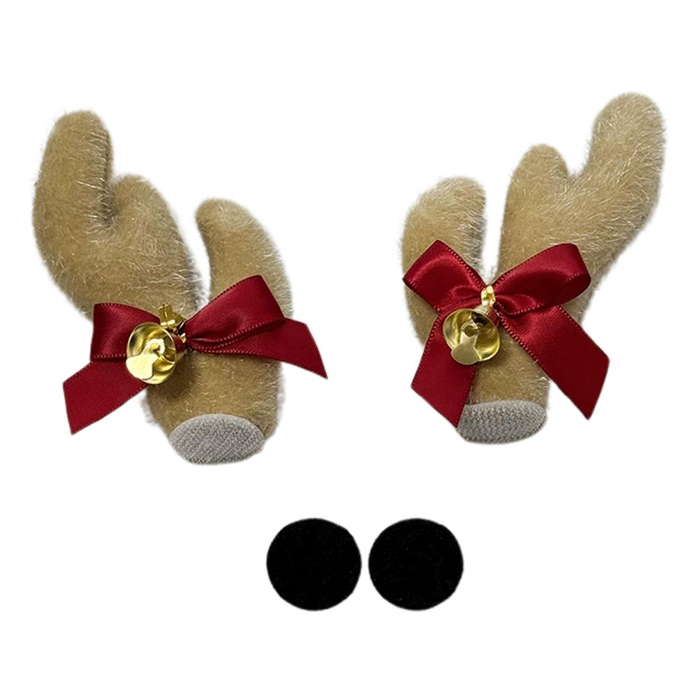2PC Red Christmas Antlers - DIY Decor for Motorcycle Helmet, Special Accessory
