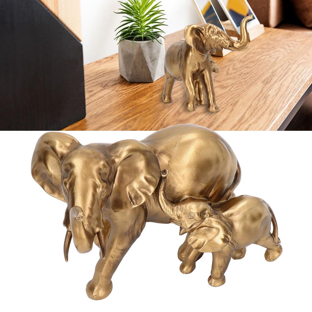 Elephant Mother Baby Figurines Antique Finish Fine Craftsmanship Elephant Statue Decoration Gift for Office Home