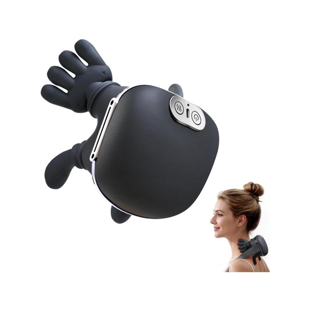 

An electric neck massager with heating function, simulating human hand massage. чорний