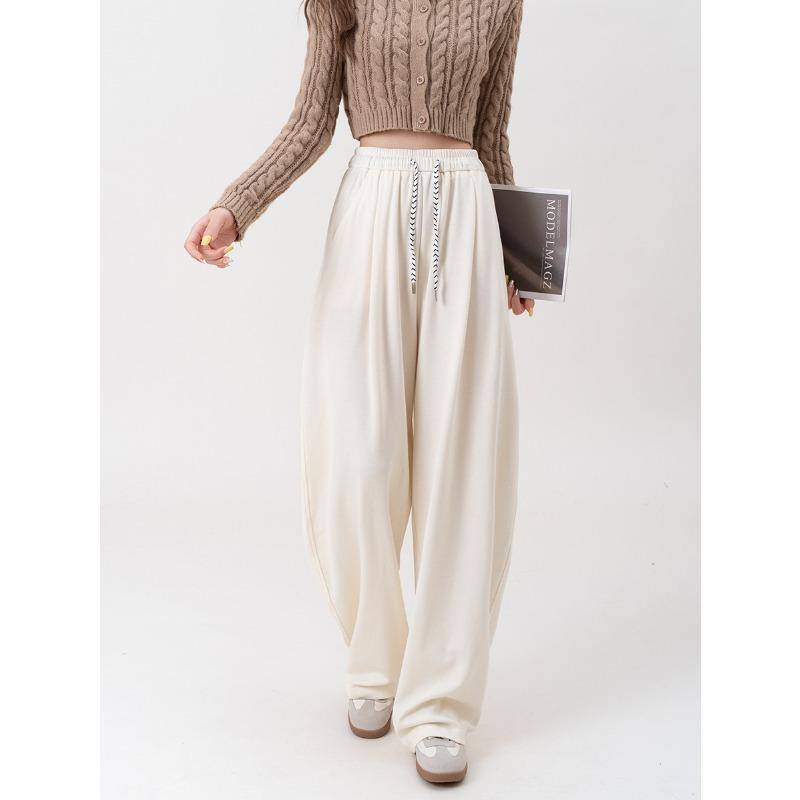 

Dark blue scimitar wide-leg pants women s autumn and winter new high-waisted loose and thin casual Yamamoto pants L