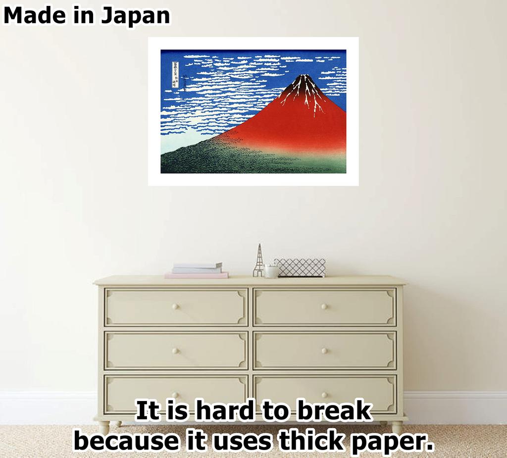 Poster by Katsushika Great Wave Off and Clear from the Views of Mount A3 Set of In Japanese Interior Wallpaper Poster Hokusai "The Kanagawa" "Fine