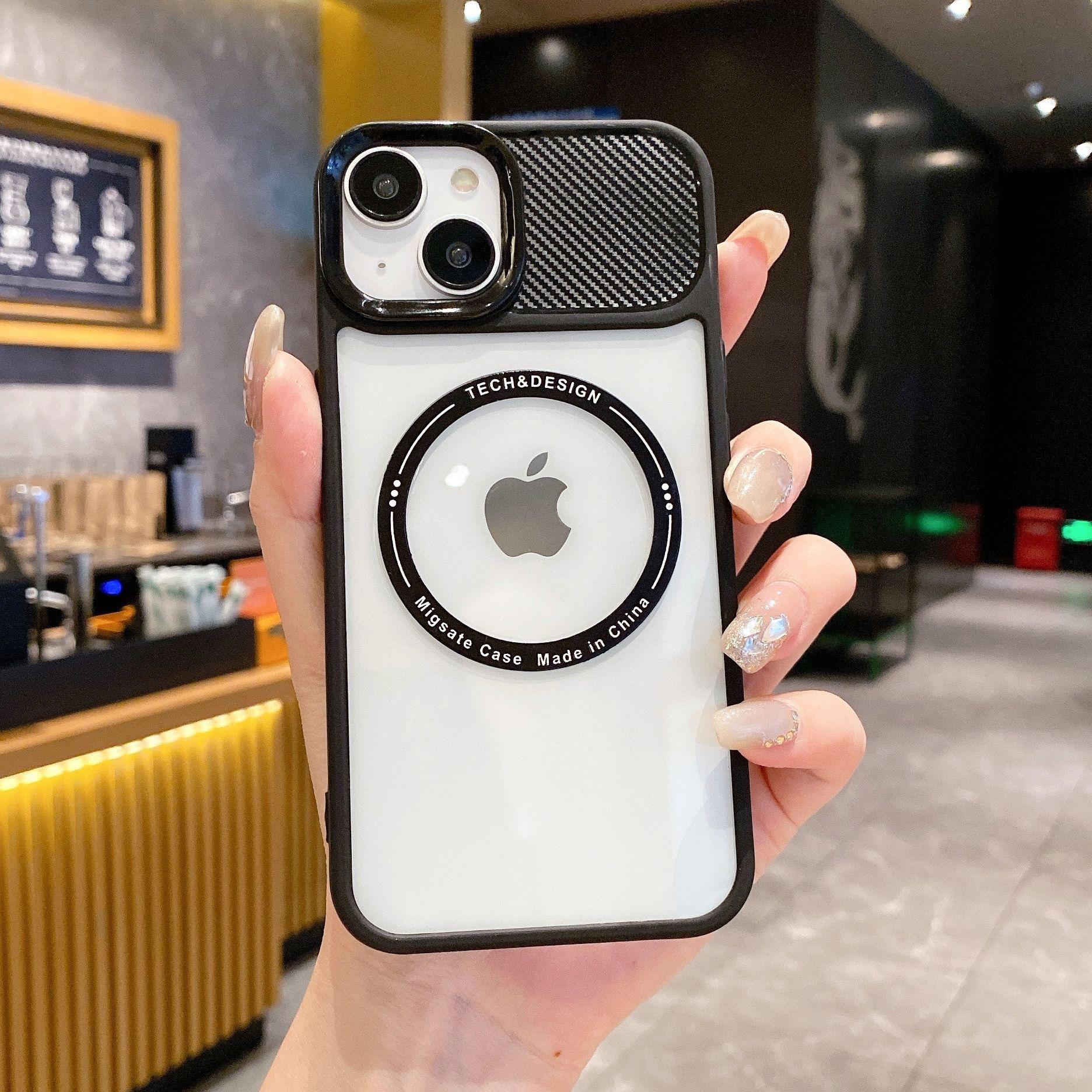 

Подходит для IP16promax Магнитный чехол из углеволокна Apple 15 Цветная рамка 13/14 Полный комплект 12P Чехол для телефона Apple 16Plus