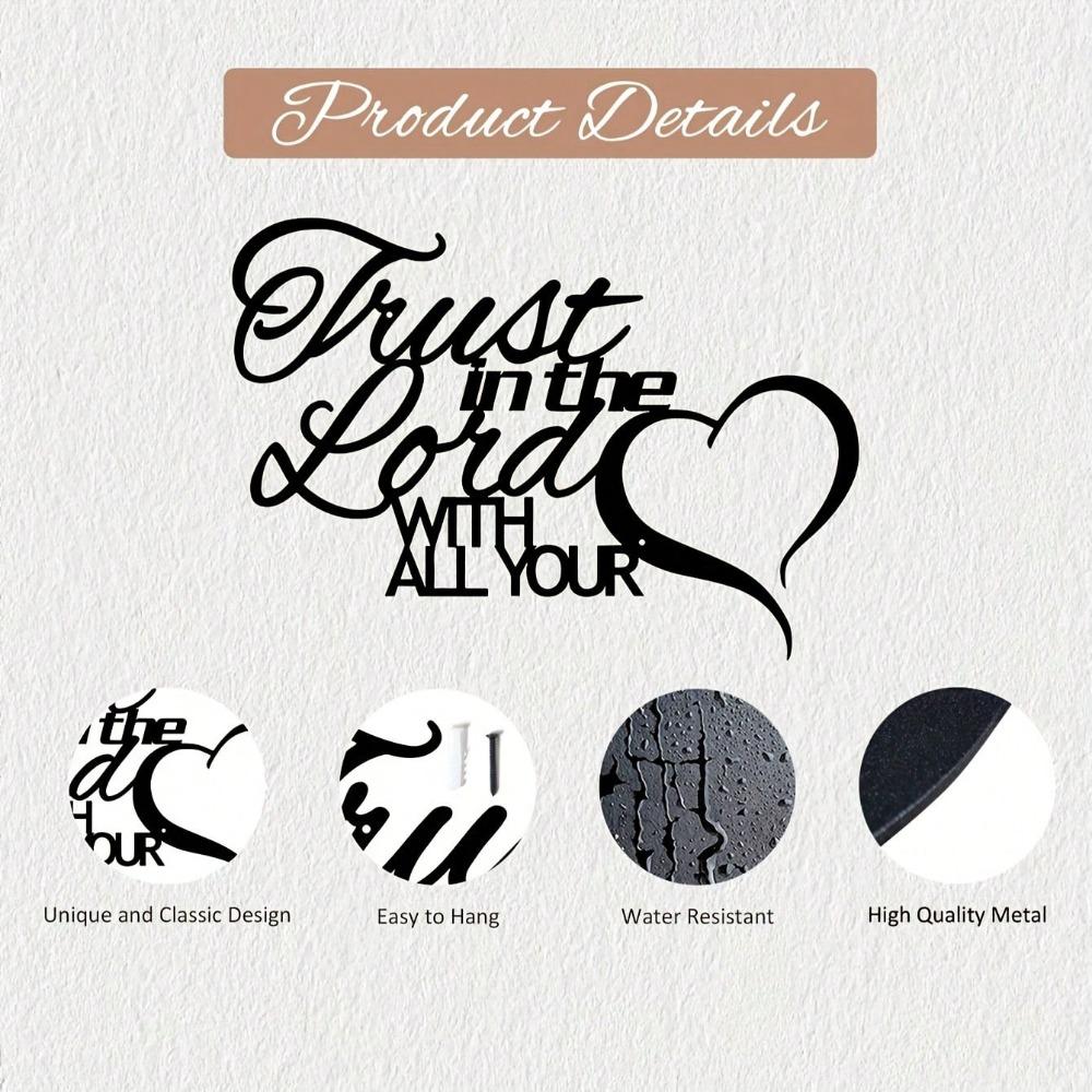 Iron Wall Art Trust in The Lord with All Your Heart Christian Home Decor Scripture Valentine Gift