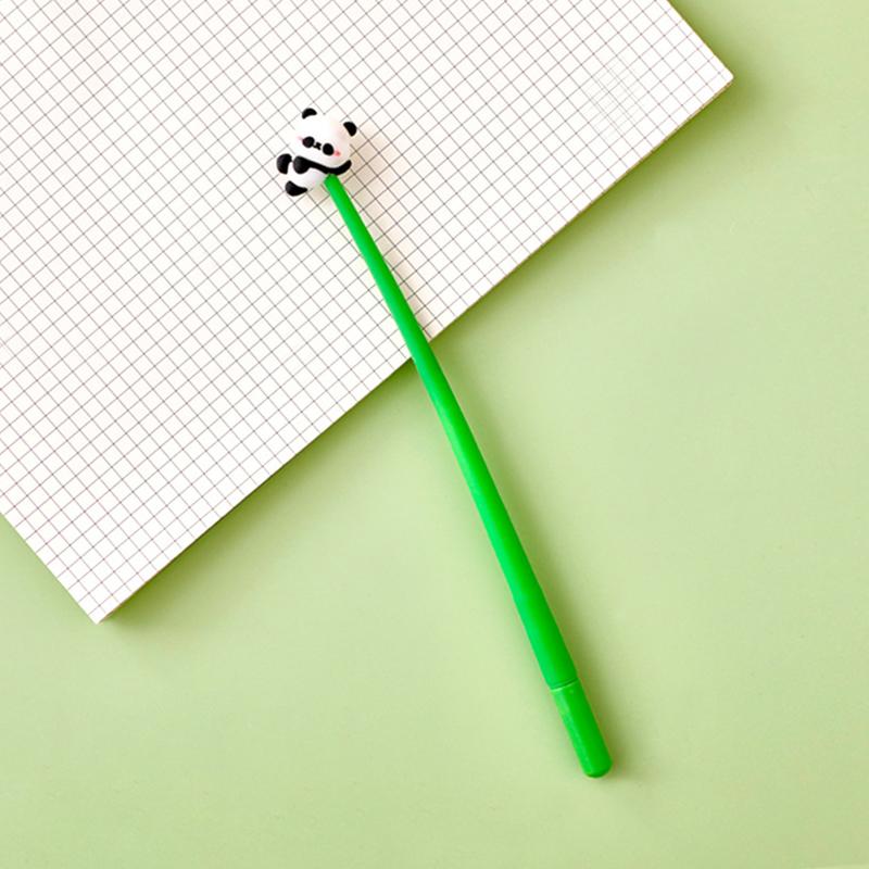 Roztomilé gelové pero ve tvaru pandy Bambusové otočné podpisové pero Kreslené silikonové 0,5 mm Černé psací pero Studentské papírnictví Dárky