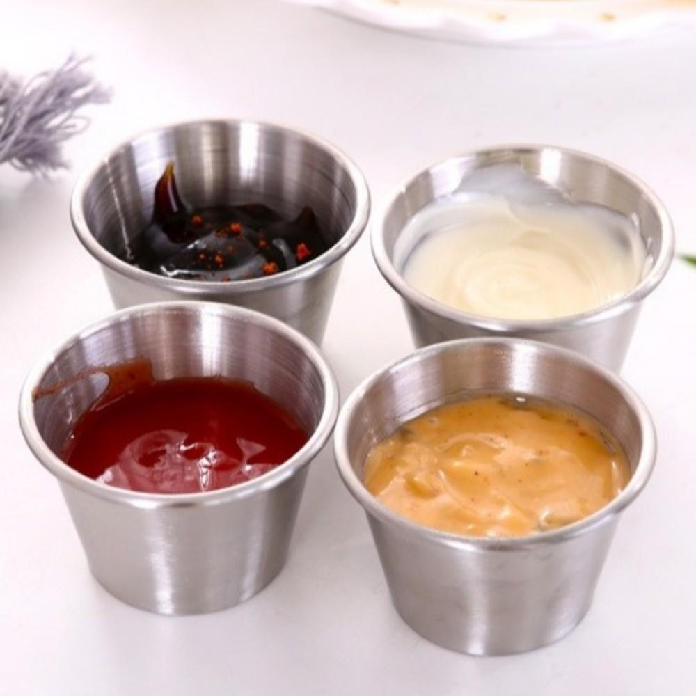 12PCS/SET Stainless Steel Barbecue Dipping Cup Small Size Seasoning Dish Sauce Cup Western Cuisine
