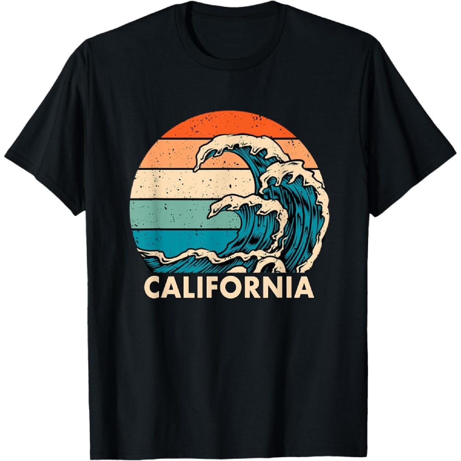 Калифорнийские волны - Ретро _ Дизайн в стиле  Throwback  - Классическая футболка S