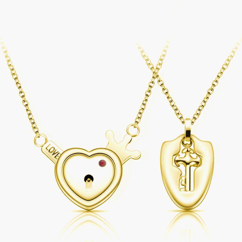 Couple Jewelry Stainless Steel Bracelet Love Heart Lock Bracelets Bangles Key Pendant Necklace for Lover Jewelry Gift