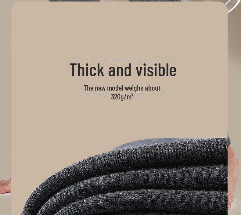 Septwolves Men's Velvet Thick Thermal Underwear Set, Autumn/Winter, Round Neck, Cold-Proof.