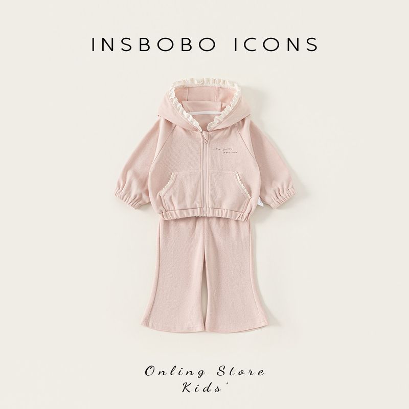 Insbobo Girls Suit 2026 Spring Children s Stylish New Pink Trendy Hooded Sweatshirt for Girls Pink 100