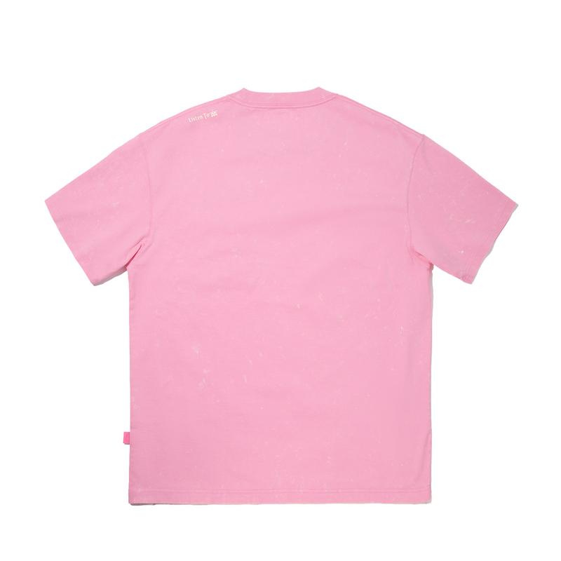 Li Ning Casual Simple Solid Color Round Neck Short Sleeve T-Shirt Men Tops Peach-Pink AHSV649-2
