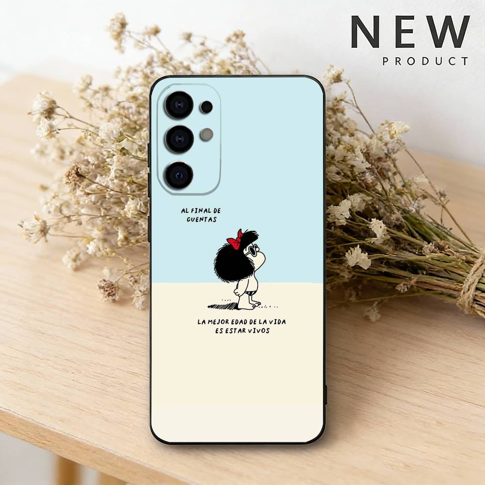 

Funny Cartoon M-Mafalda Phone Case For Samsung S26,25,24,23,22,30,21,10,9,Ultra,Plus,Lite Black Soft Case Samsung S24fe