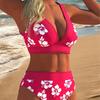 European and American Popular Split Small Fresh Bikini Print Fashionable Sexy Tight Backless Swimsuit Women