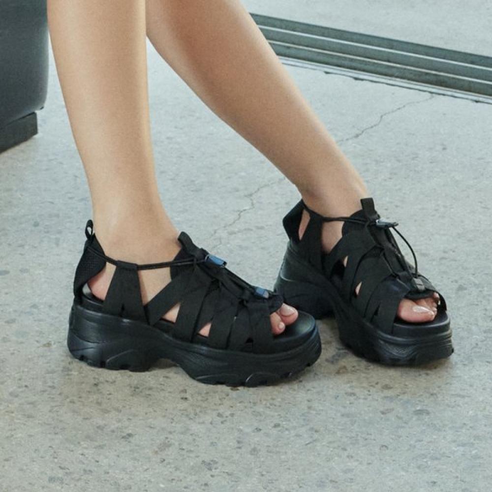 

Elizabeth Stewart Women Webbing Platform Sandals Ebal165355 blacks/225