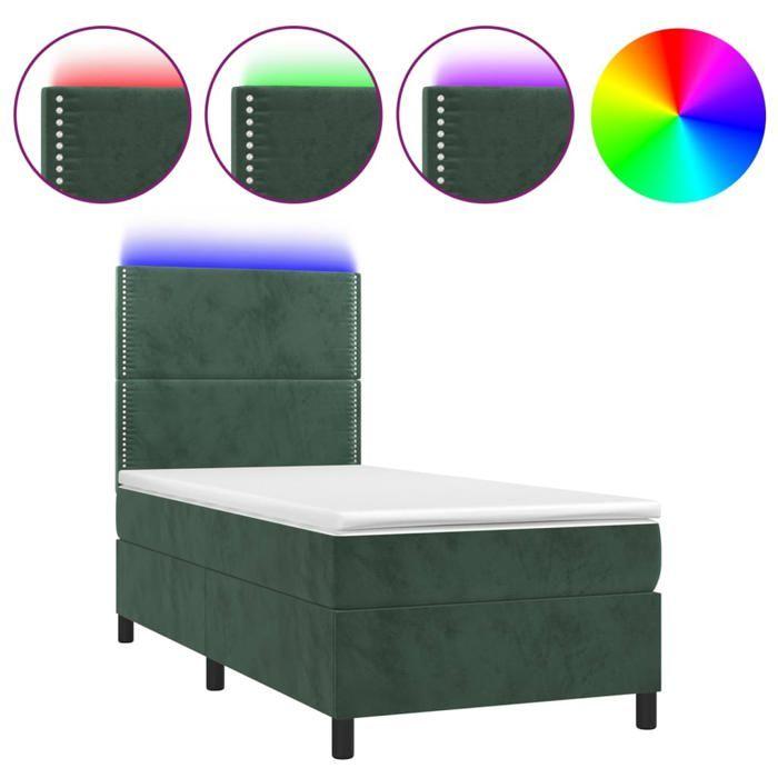VidaXL Sommier à Lattes de Lit avec Matelas et LED, Lit Rembourré, Lit Simple, Lit Adulte de Chambre à Coucher Intérieur, 3136044
