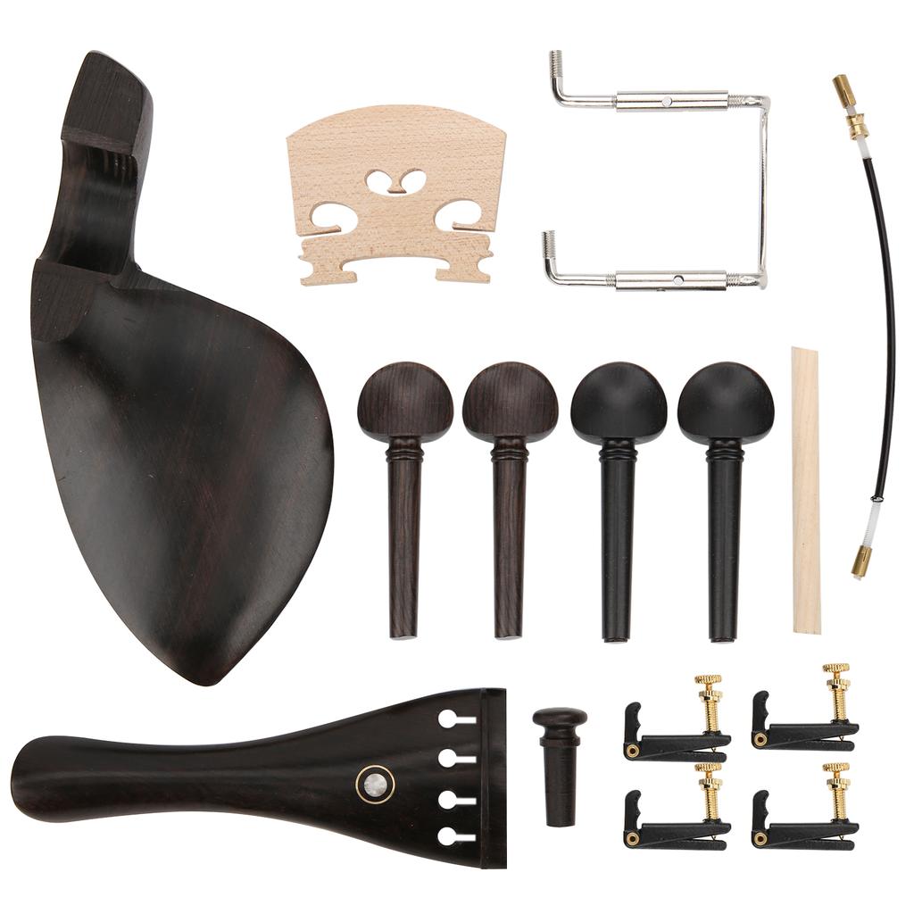 4 4 Violin Parts Tailpiece Ebony Tuning Pegs Chinrest Endpin Tuners Bridge Soundpost Kit