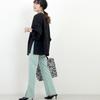 [BXINF] Women's Long Sleeve Shirt, Crew Neck, Thin, Loose Fit, Summer/Autumn, Solid Color (JP, Alphabet, Free Size, Black)