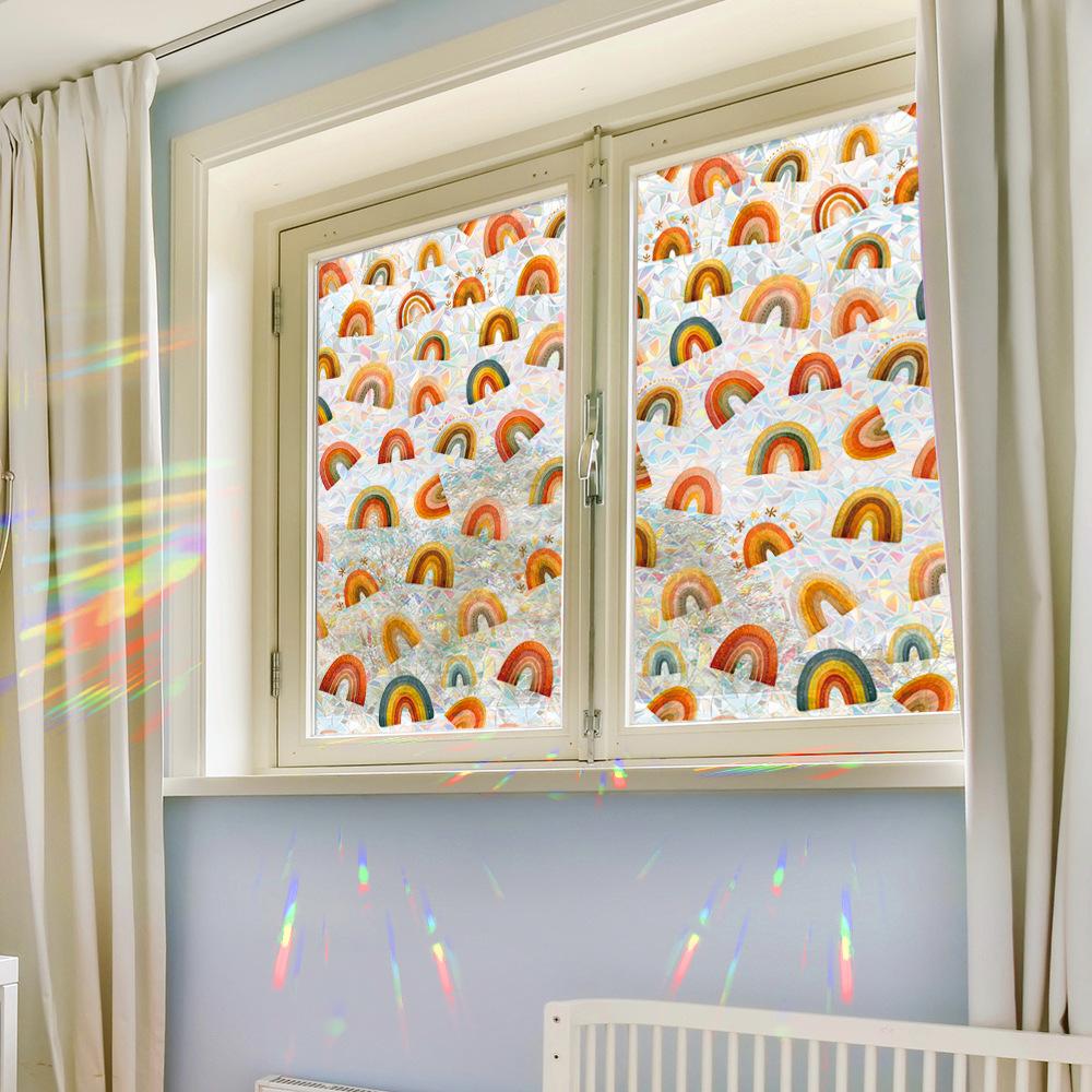 Warme Regenbogen Lasergeschnitten Glitzer Heimdeko Fensteraufkleber