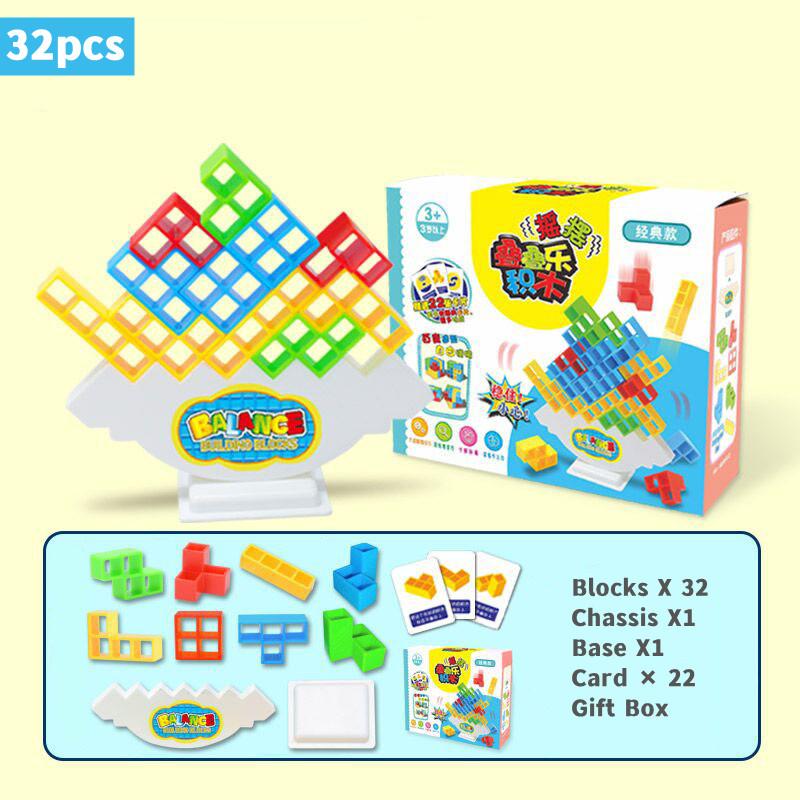 16-48pcs Kids Balance Toys Stacked Tower Board Games Stacking Building Blocks DIY Assembly Educational Toy for Children Boy Gift