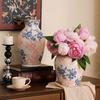 Blue and White Porcelain Ceramic Vase Chinese-style Retro Handcrafted Ceramic Bottle Flower Vase Terrarium Home Decoration