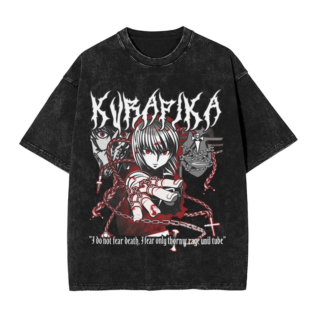 Anime Hunter X Hunter Printed Tshirt Mens and Womens Washed Tshirt High Quality Vintage Cotton Tshirt Harajuku YK Top