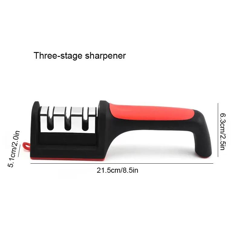 Quick Handheld Knife Sharpener Household Multi-function 3 Stages Type Sharpening Tool Stainless Steel Sharpening for Kitchen