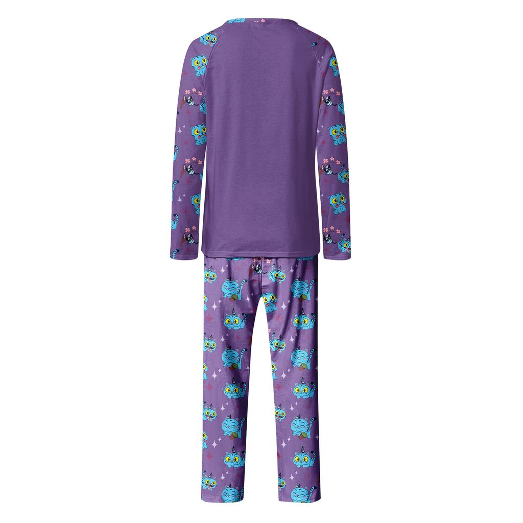 Cartoon Letters Print Family Matching Long Sleeved Parent-child Suit Home Clothes Suit Fall