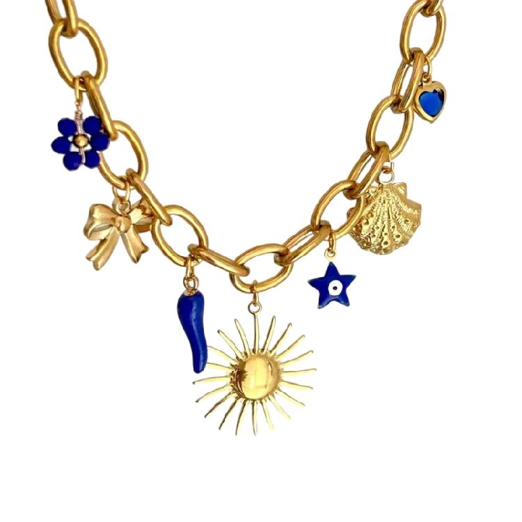 Stainless Steel Jewelry Unique Marine Theme Necklace Rope Chain Necklace Adjustable Length Holiday Accessory for Daily