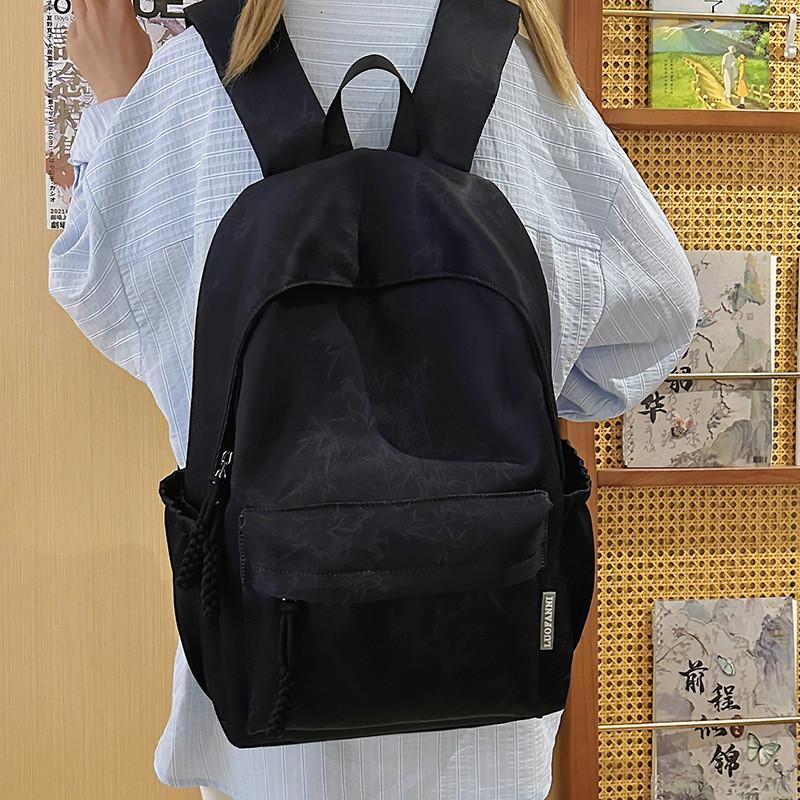 Color Solid Simple Bamboo Pattern Student Backpack For School And Use Daily