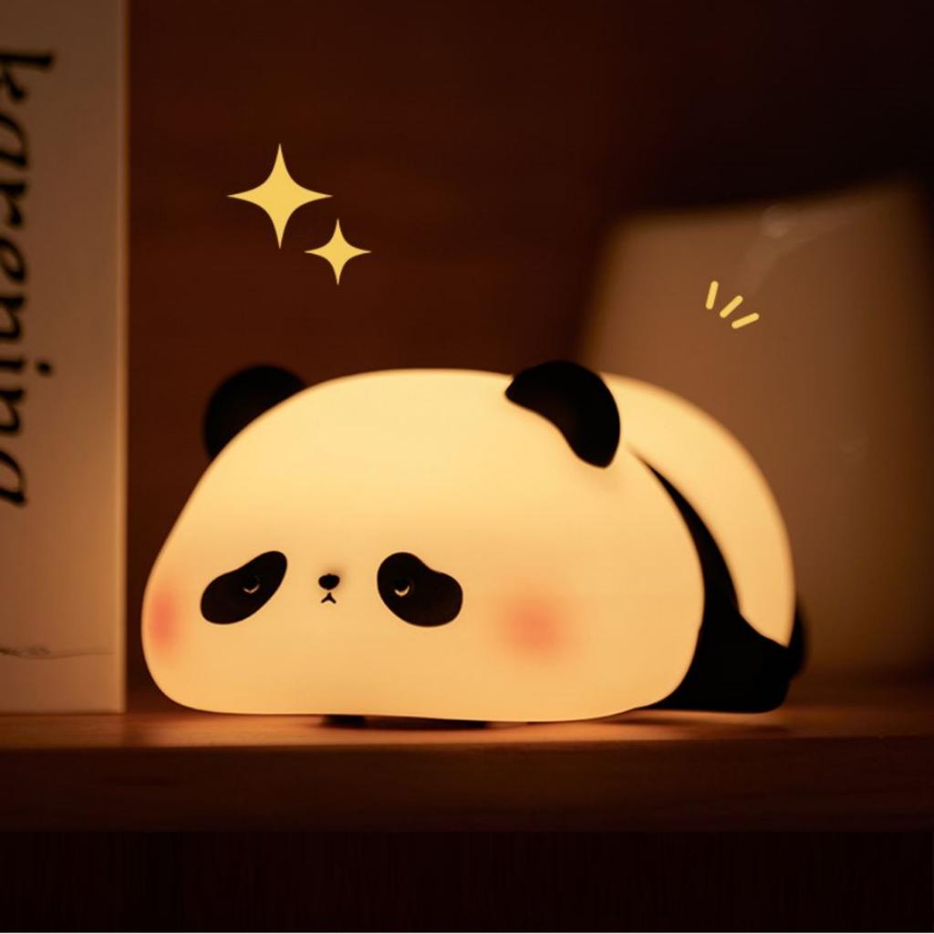LED noční světlo Roztomilá panda kreslená zvířátka silikonová lampa USB dobíjecí časování lampička na spaní dekorace do ložnice pro děti