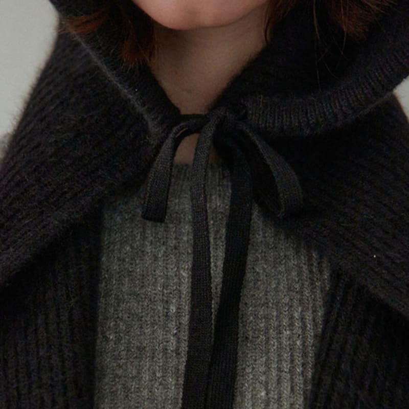 STEP AROUND Knit Hooded Scarf_BLACK