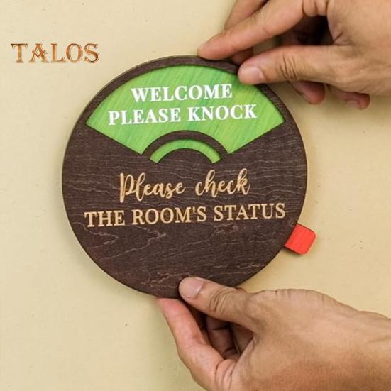 Rotatable Wooden Office Door Sign Meeting In Progress Office Door Busy Sign Welcome Please Knock Meeting Room Door Plaque Decoration