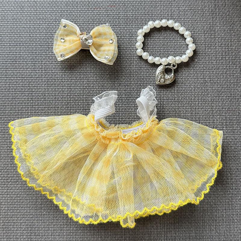 

Для куклы Лабубу 15-17 см Разноцветная клетчатая юбка Костюм-тройка Милые куклы Лабубу V1 V2 Модный стиль Платье Аксессуары для DIY No doll