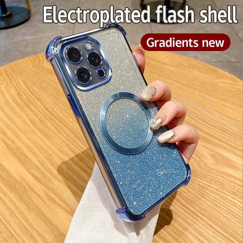 Shockproof Magnetic Ring Phone Case For iPhone 16 15 14 Plus 13 12 11 Pro MAX XS MAX XR X 7 8 16 Plus SE 2020 2022 Glitter Cover