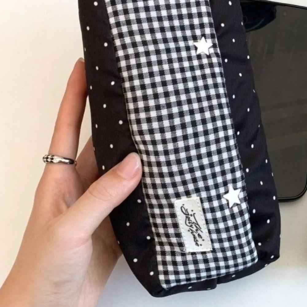 Polka Dot Star Plaid Cloth Pencil Case Makeup Bag Handheld Pencil Bag Children