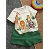 Jungen Freizeit Minimalistisches T-Shirt Set Geeignet Für Den Sommer Mit Cartoon Muster