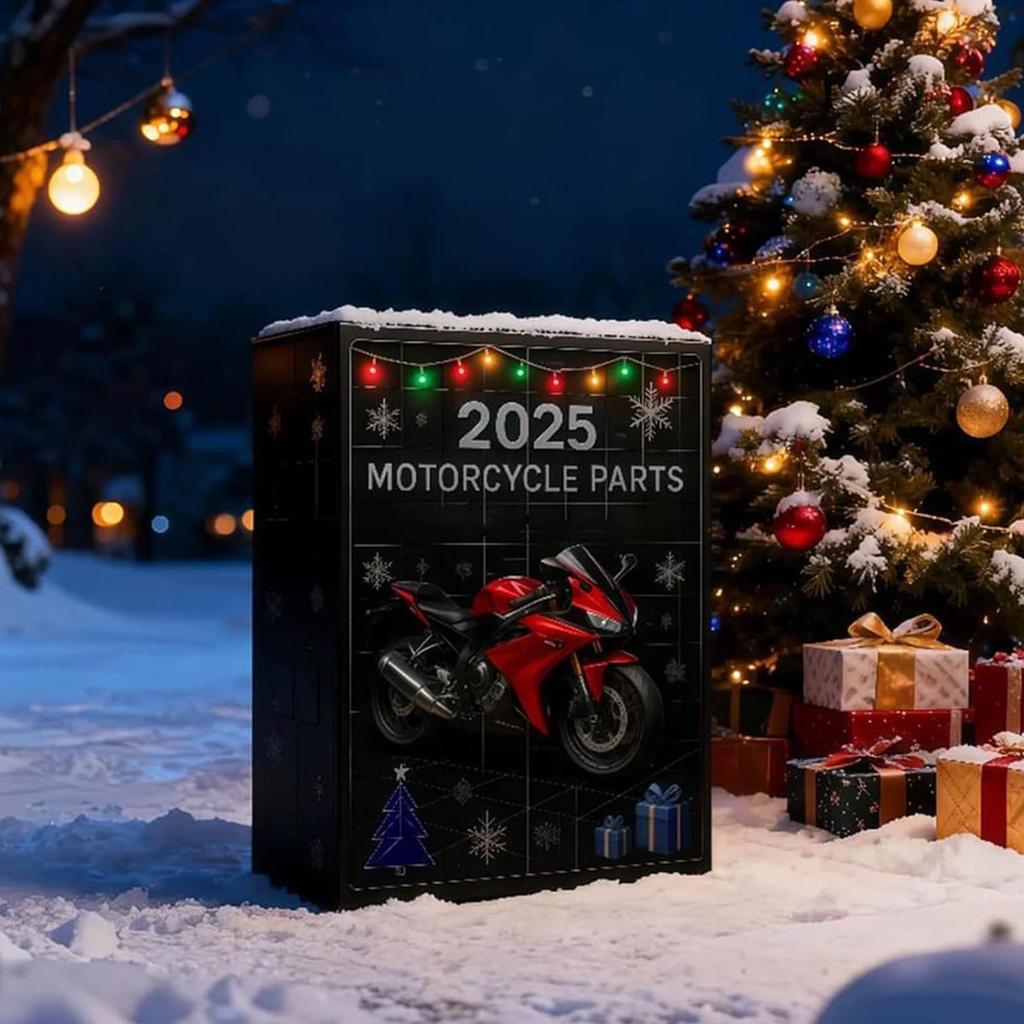 Christmas Countdown Calendar 2025 2D Acrylic Winter Holiday Advent Decoration 24 Days Christmas Countdown Motorcycle Parts