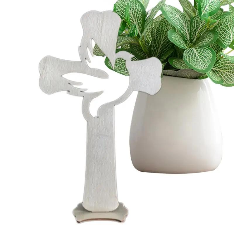24PCS Wooden Crosses Standing Candlestick Projection Jesus Crucifix Christian Baptism Table Centerpieces First Communion Decor